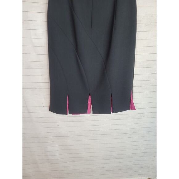 KAY UNGER NEW YORK SLIT HEM DETAIL DRESS IN BLACK, SZ 8 - Picture 6 of 12